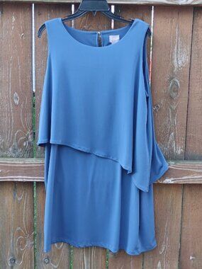 Chico's Slate Blue Asymmetrical Layered Dress